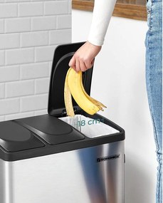 Veľký odpadkový kôš 54 L, recyklačný kôš 3x18 L, strieborný