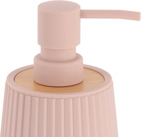 Sada kúpeľňových doplnkov Roza, ružová/s drevenými prvkami