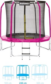 Marimex | Trampolína Marimex Standard 244 cm ružová + ochranná sieť + rebrík ZADARMO | 19000110