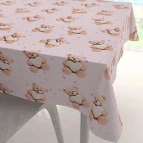 Biante Detský bavlnený štvorcový obrus Sandra SA-723 Medvedíky so srdiečkami na fialkovom 60x60 cm