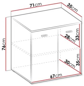 Komoda MIKE 76x71 cm biela
