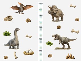 Metrové realistické dinosaury textilní prelepiteľné nálepky na stenu výška 160 cm