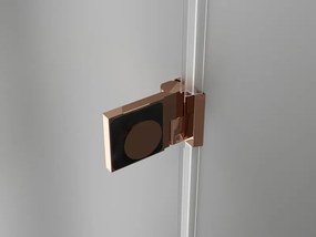 Mexen Lunar-B, pravostranný výklopný sprchový kút 90 x 70 cm, 8mm číre sklo, profil medená matná, 832-090-070-65-00-P