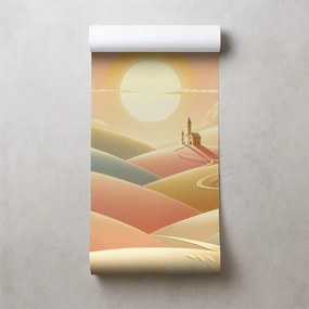 Tapeta pastelová krajina s kostolom