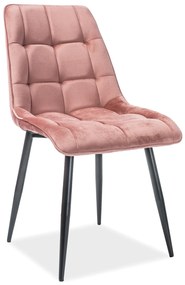 Stolička POSH púdrová ružová (látka Bluvel 52) - moderná, čalúnená, zamatová, do obývačky, jedálne