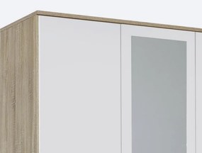 Šatníková skriňa 3-dverová Twin, dub sonoma/biela