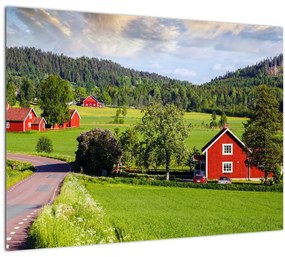 Sklenený obraz vidieka (70x50 cm)