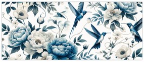 Obraz - Kolibríky s kvetmi (120x50 cm)