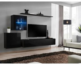 Obývacia stena Switch Sklo +LED XV čierna