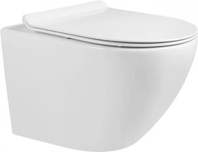 Mexen LENA Rimless, závesná WC misa so sedátkom pomaly-padajúcim SLIM, 48 x 36 cm, biela, 30224000