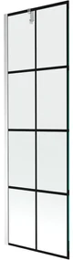 Mexen Next, vaňová zástena 1-krídlová 60 x 150 cm, fixné krídlo, 6 mm číre sklo s čiernym vzorom, chrómový profil, 895-060-000-00-77-01