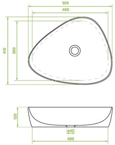 Laveo Laveo, asymetrické umývadlo na dosku 505x410x120 mm, biela lesklá, LAV-VUA_6251