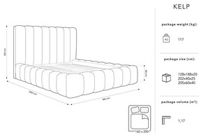 Svetlomodrá čalúnená dvojlôžková posteľ s úložným priestorom s roštom 160x200 cm Kelp - Micadoni Home
