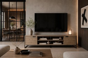 TV stolík Flow 200 cm z masívu hnedý/grafit