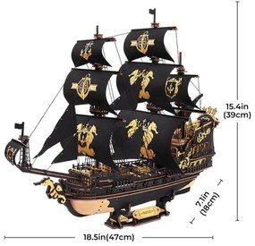 RoboTime - 3D mechanická skladačka Plachetnica Morský koník