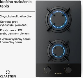 Klarstein Goldflame Nano plynová varná doska, 2 mosadzné horáky, Nano povlak, LPG/zemný plyn