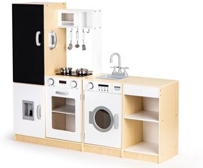 Moderná drevená kuchynka pre deti XXL + tabuľa + LED