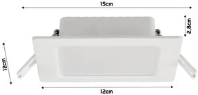 BERGE Štvorcový LED panel biely - zapustený - 6W - PC - neutrálna biela