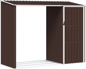 vidaXL Záhradná kôlňa na palivové drevo hnedá 245x98x159 cm pozinkovaná oceľ