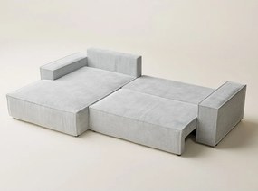 Svetlosivá ženilková rozkladacia/s úložným priestorom rohová pohovka (ľavý roh/s leňoškou) Maze – Maison de Rêve