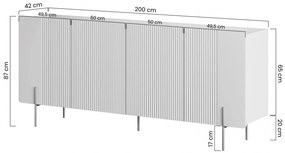 Komoda Malmi 200 cm - kašmírová / čierna