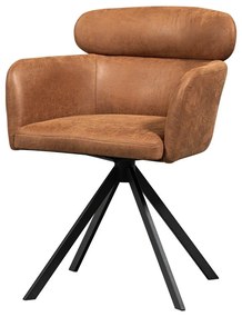 Koňakovohnedé čalúnené jedálenské kreslo s podrúčkami Fenne – WOOOD