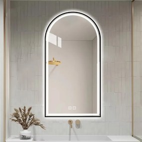 Tutumi Tutumi, LED zrkadlo 60x100cm s čiernym rámom, HOM-06504