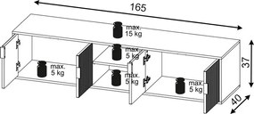 TV stolík Flinn 165 cm biely/zlatý