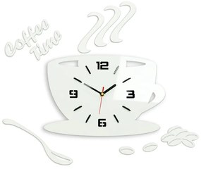 Moderné nástenné hodiny COFFE TIME 3D WHITE