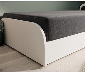 Biela/tmavosivá čalúnená/z drevotriesky jednolôžková posteľ s úložným priestorom s matracom 80x190 cm Parys – ELTAP