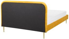 Zamatová posteľ 160 x 200 cm žltá FLAYAT Beliani