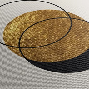 Obraz - Abstrakcia zlatá a biela N⁰2 (s hodinami) (90x30 cm)