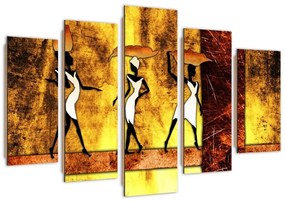 Obraz na plátně pětidílný Afrika Ženy Abstrakce - 200x100 cm