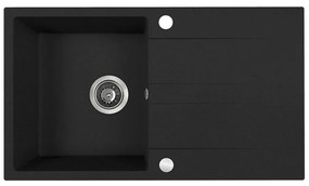 Kuchinox Laut, 1-komorový granitový drez 760x440x174 mm + sifón, čierna, LAV-SBZ_B11Y