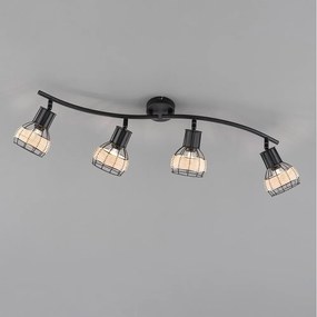 Čierne stropné svietidlo s kovovo-ratanovým tienidlom 10,5x70 cm Straw – Fischer &amp; Honsel