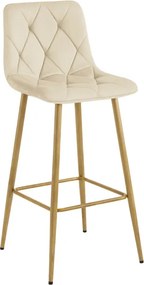 Barová stolička NADO zamatová, svetlobéžová / hnedá