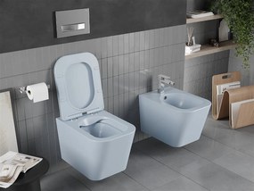 Mexen Teo, závesné WC Rimless s WC doskou slim, duroplast, šedá-modrá matná, 30854069