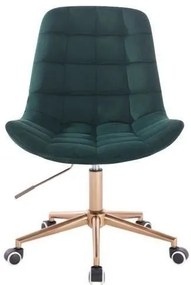 LuxuryForm DESIGN Stolička PARIS VELUR na zlatej základni s kolieskami - zelená