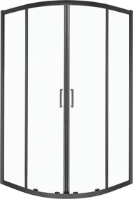 Novoterm Štvrťkruhový sprchový kút NV-Aruba GL BL 90 SV, čierna/transparent + hlboká vanička biela