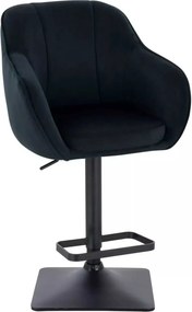LuxuryForm DESIGN Barová stolička AVOLA VELUR na čiernej hranatej podstave - čierna