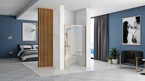 Rea Solar Gold, posuvné sprchové dvere 100 x 195 cm, 6mm číre sklo, zlatý profil, REA-K6547
