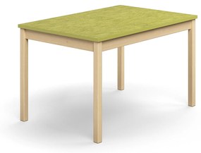 Stôl DECIBEL, 1200x800x720 mm, linoleum - zelená, breza