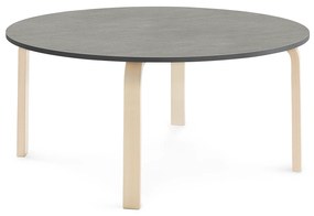 Stôl ELTON, Ø 1200x530 mm, linoleum - tmavošedá, breza