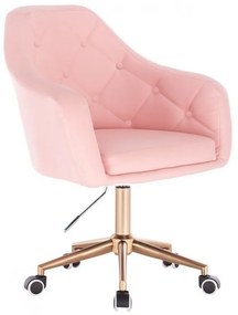 LuxuryForm DESIGN Kreslo ANDORA na zlaté podstave s kolieskami - ružové