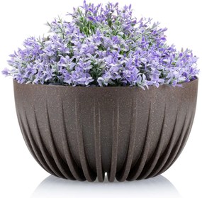 PLASTOVÝ KVETINÁČ STRIPPED ECO 16X30 CM TMAVOHNEDÁ