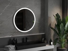 Mexen Oro, okrúhle LED podsvietené kúpeľňové zrkadlo 80 cm, 6000K, vykurovacia podložka proti zahmlievaniu, 9824-080-080-611-00