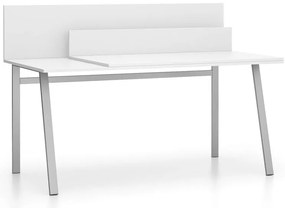 Kancelársky písací stôl SINGLE LAYERS, posuvná vrchná doska, s prepážkami, biela