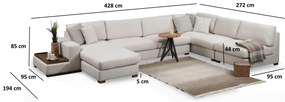 Elegantná pohovka Loop s prenosným sedákom a operadlom béžová 272 x 428 cm