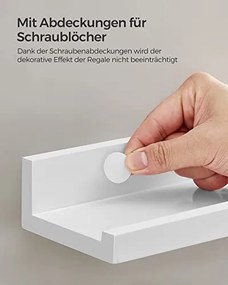 Nástenné police, 3ks, 5x38x10cm, lesklé biele