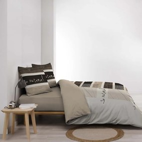 Hnedé bavlnené obliečky na dvojlôžko 200x200 cm So Natural – douceur d'intérieur